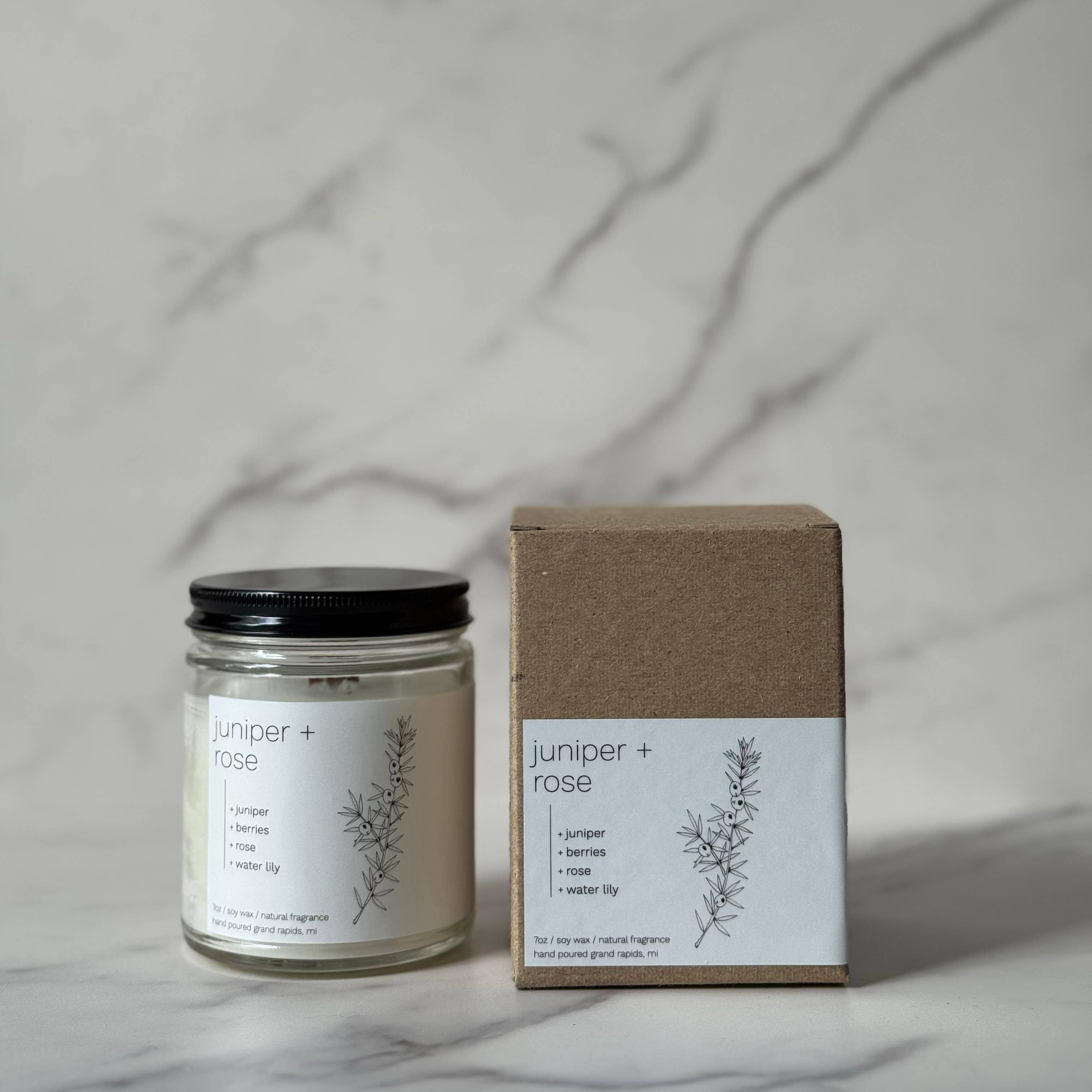 sable candle co. - Wholesale Jar/Filled Candle - Juniper + Rose 7oz Classic Soy Wax Candle1