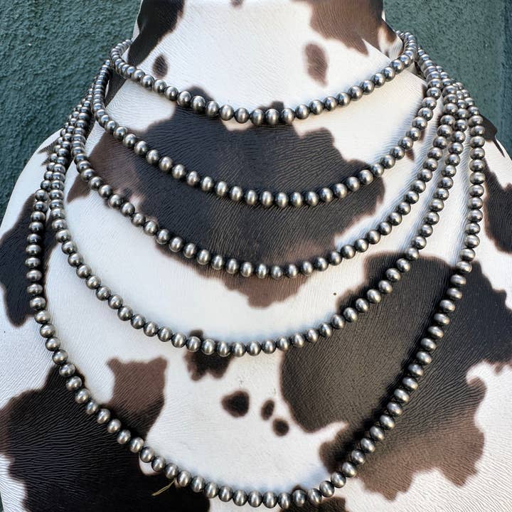 Nizhonitradersllc - Wholesale Beaded/Pearl Necklace - 4mm Sterling Silver Navajo Pearl Style Beaded Necklace w/ 2 inch extender0