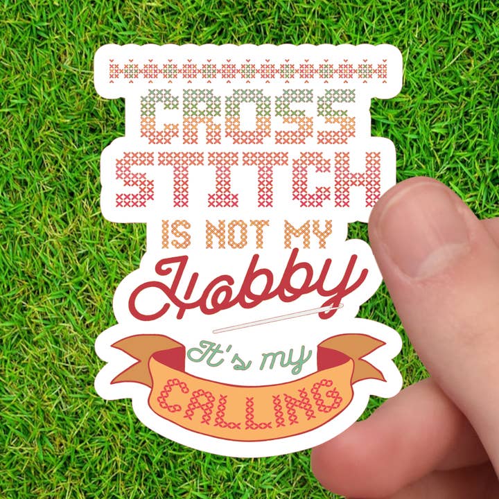 Korsstygn klistermärke | Korsstygn är inte min hobby för wholesale av Dancing Dolphin Crafts