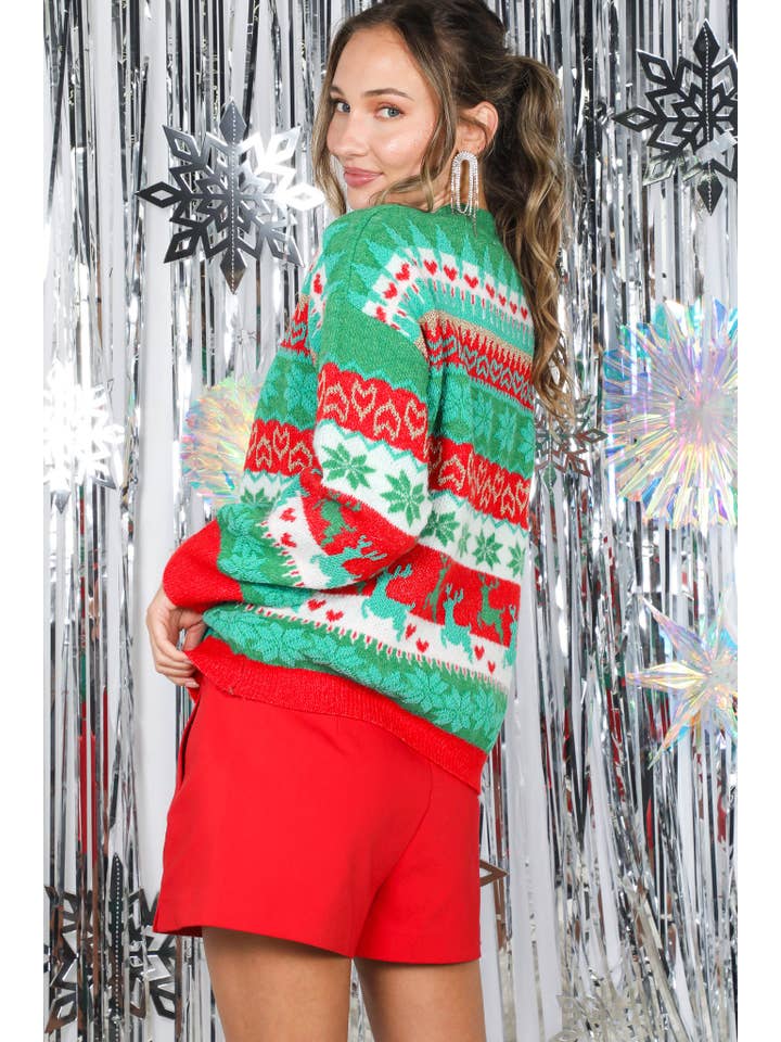 Multi Cozy Meets Festive Threads Christmas Sweater VT82706 for wholesale on Faire5