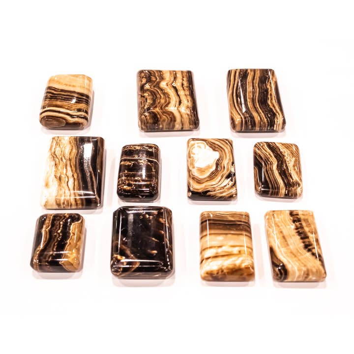 Quasar Gems USA - Wholesale Spiritual Stone/Crystal - Chocolate Calcite Rectangle Soaps Palm Stone 1KG/ 2.2lbs1