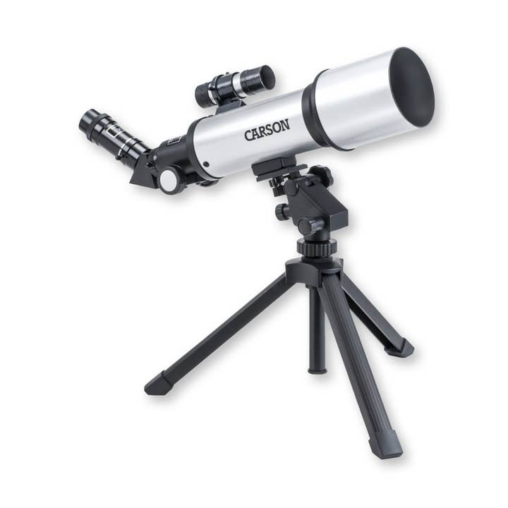 Lunette astronomique réfracteur à tube court 16-133,5x70 mm et trépied pour la vente par Carson