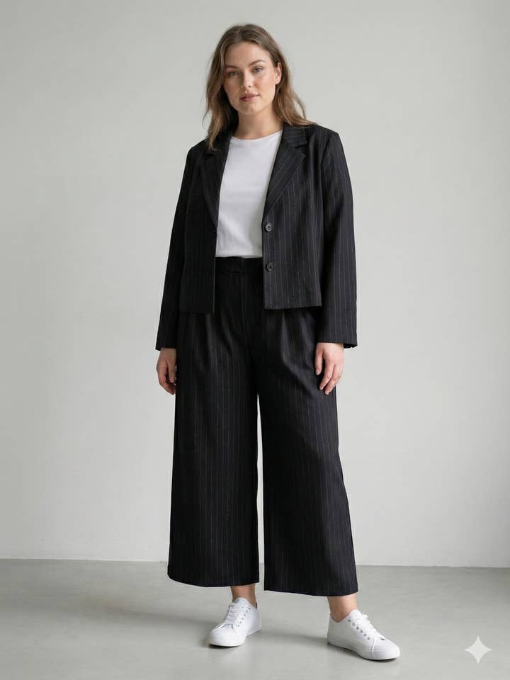 Large Size - Elegant Pinstripe Pants for wholesale by C'MELODIE