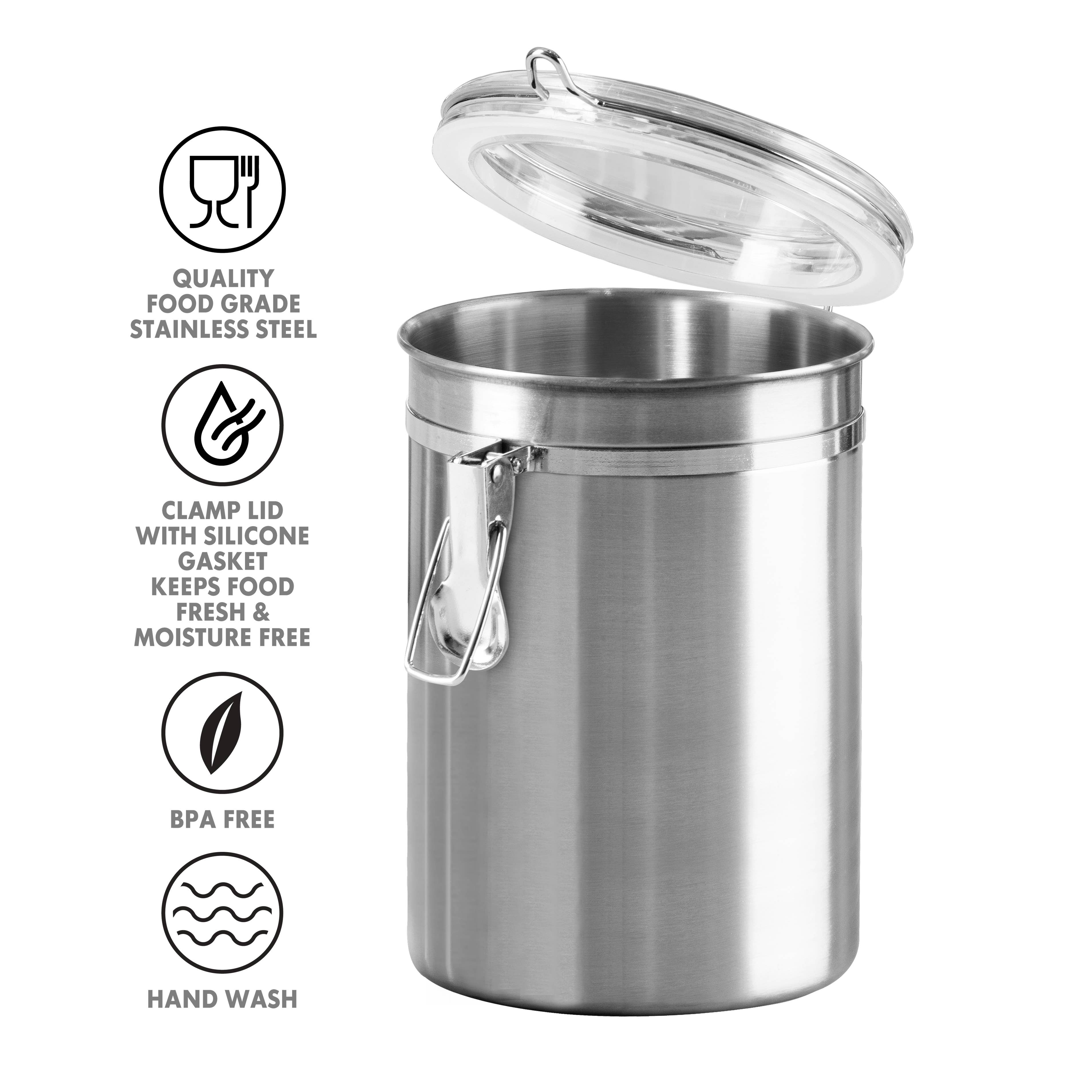 Oggi – wholesale Canister – Food Canister - Stainless Steel & Clear Lid (6" H, 52 oz)2