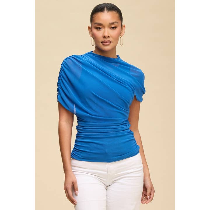 MESH MOCK NECK SS SLEEVE TOP for wholesale by Luxxel