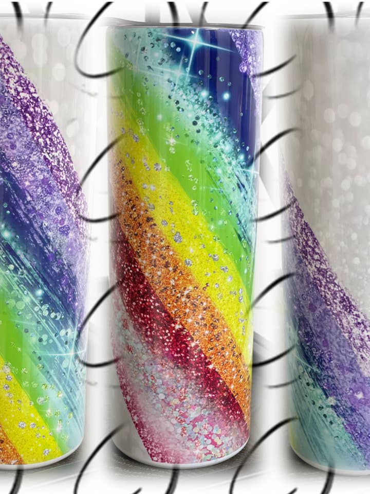 Glitzer Regenbogen 20 Unzen Skinny Tumbler für den Großhandel von CMD Wholesale