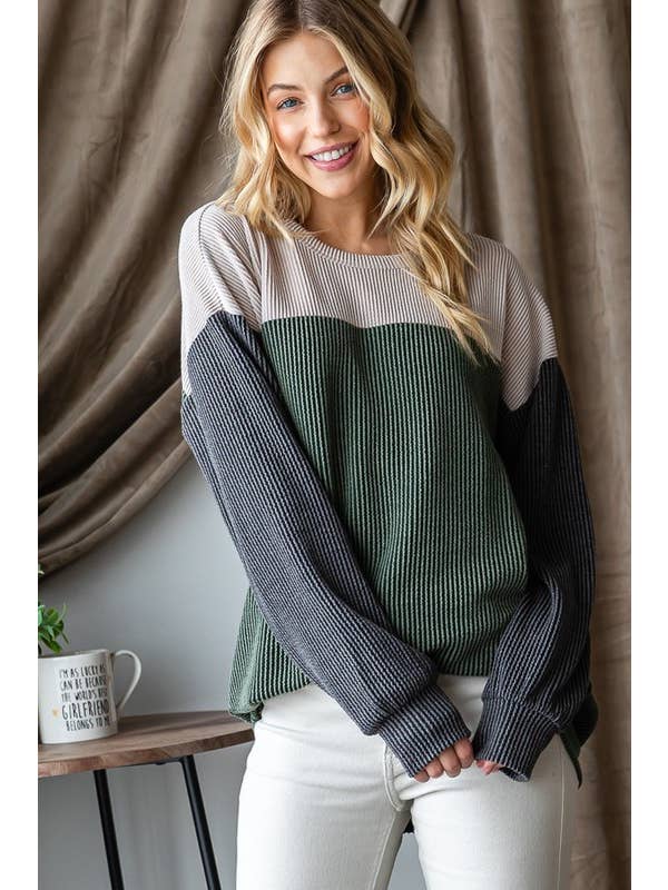 HEIMISH – wholesale Knit top – Women's – ET7662-10 LONG PUFF SLEEVE URBAN RIBBED COLOR BLOCK TOP8