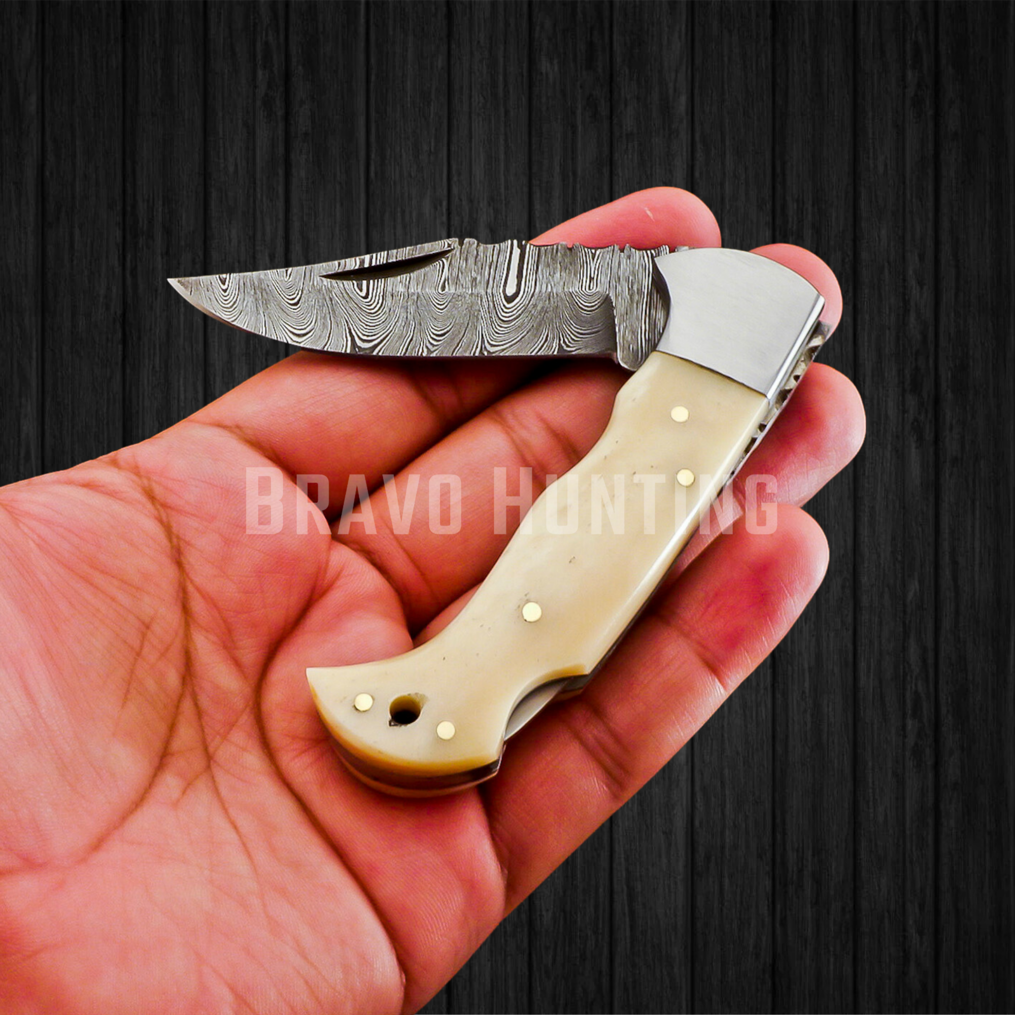 Bravohandicrafts - Vente Couteau de poche/étui - Couteau de poche pliant en acier damas - Idéal cadeau de Noël6