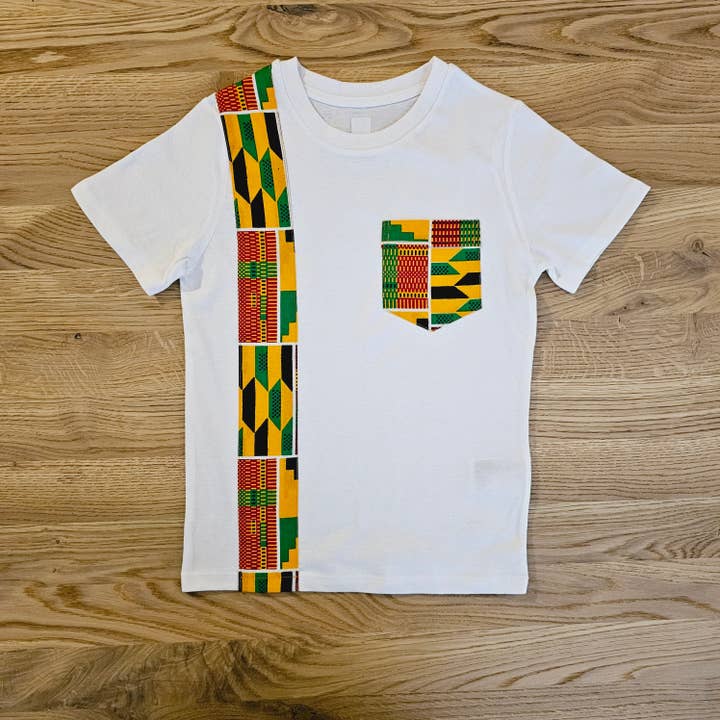 Kids T-shirt with African Ankara Print Detail | 100% cotton for wholesale by Mashona Collections