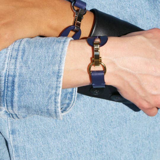 REMOVED BRAND - Wholesale Bangle Bracelet - Siv leather bracelet - Indalco blue (Silver)3