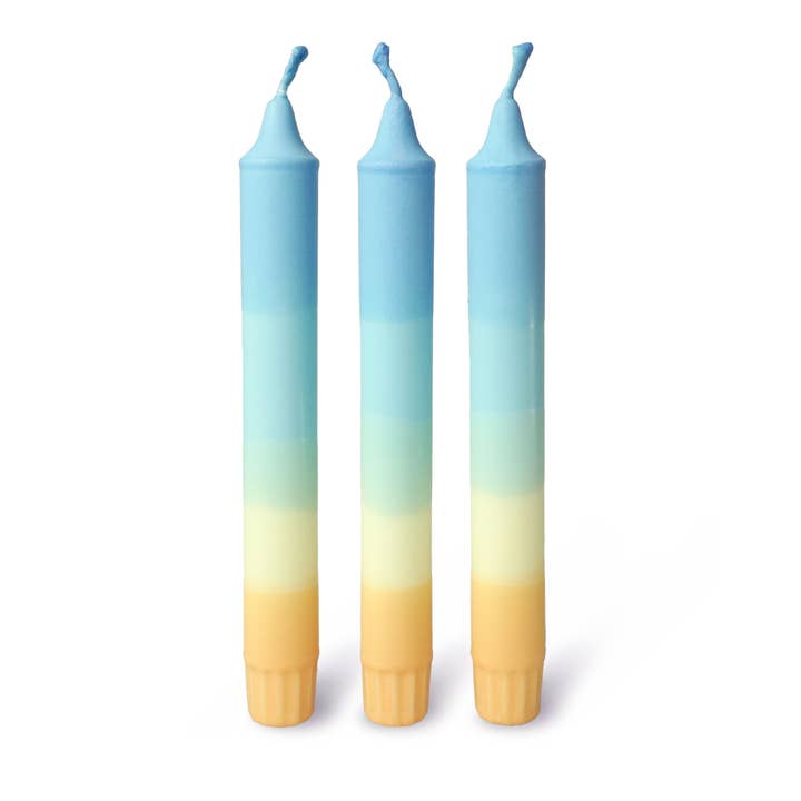 VelaVoo - Wholesale Tapered candle/candlestick - Blue Yellow Orange Candles Dip Dye3