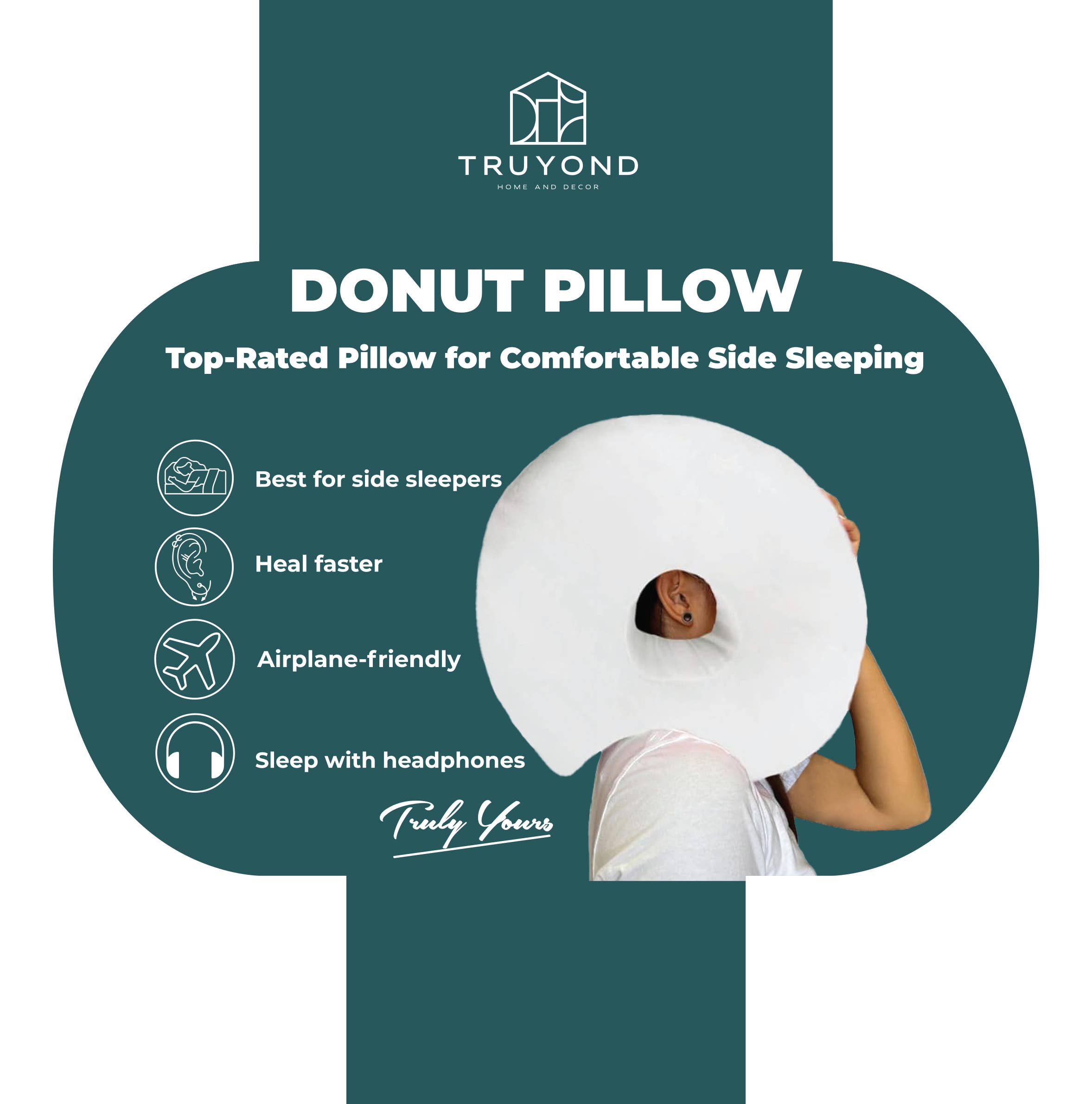 TRUYOND - Wholesale Bedding Pillow - TAG ONLY -Truyond pillows retail tag with hole for hook- TAG2