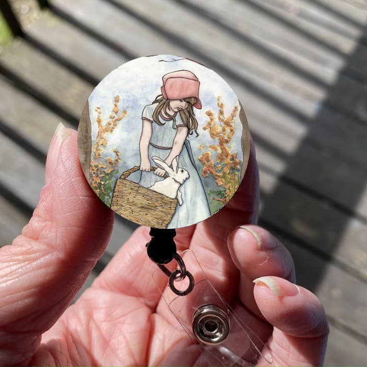 ”Bun in a Basket” Retractable Badge Reel/Snodd för wholesale av PinkPolish Design