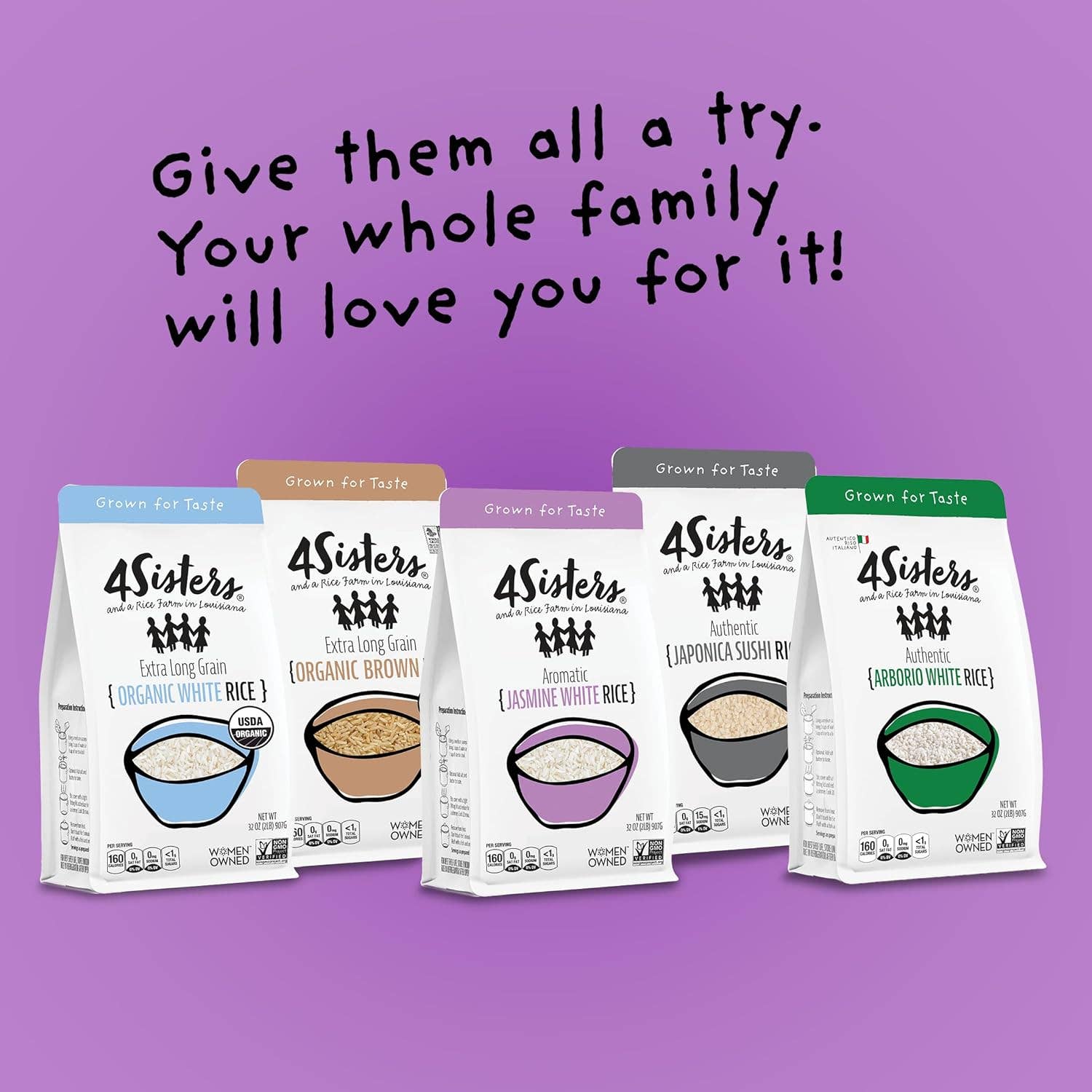 4Sisters - Wholesale Rice - 4Sisters Long Grain Aromatic Jasmine Rice - 2lb9