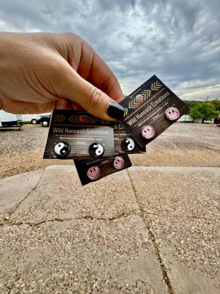 Stud Earrings/Western Grunge Earring/Checkered Earring for wholesale by Wild Hancock Creations