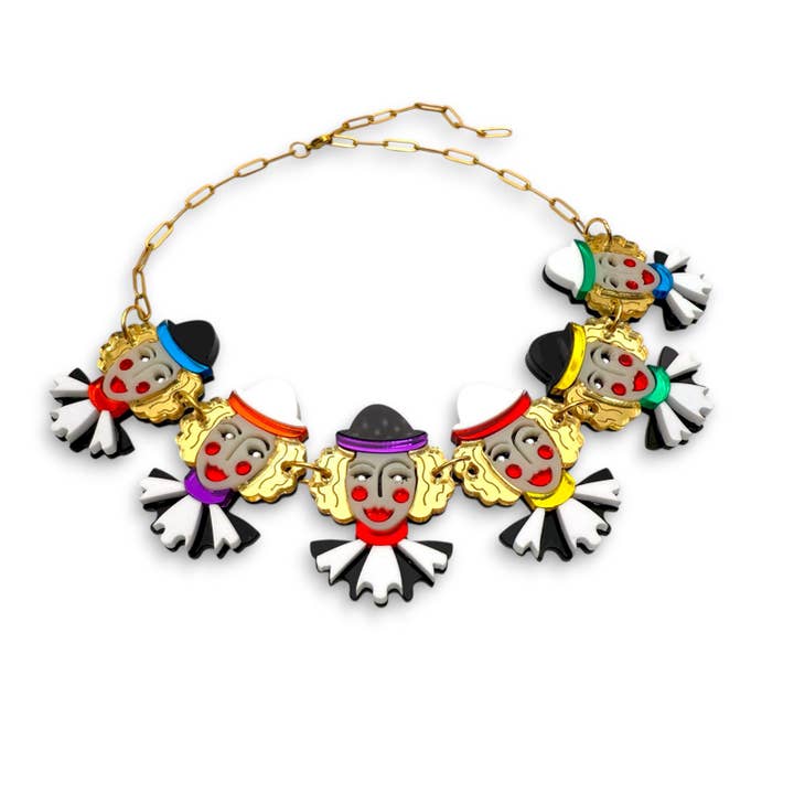 Arlecchino – Collier en plexiglas fait main inspiré par Arlequin pour la vente par Funk Da Queen