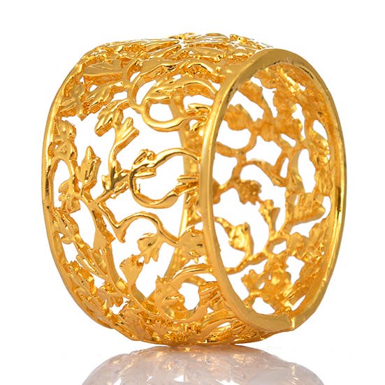 TAJ Designs Gold Damask Napkin Ring for wholesale by TAJ Designs
