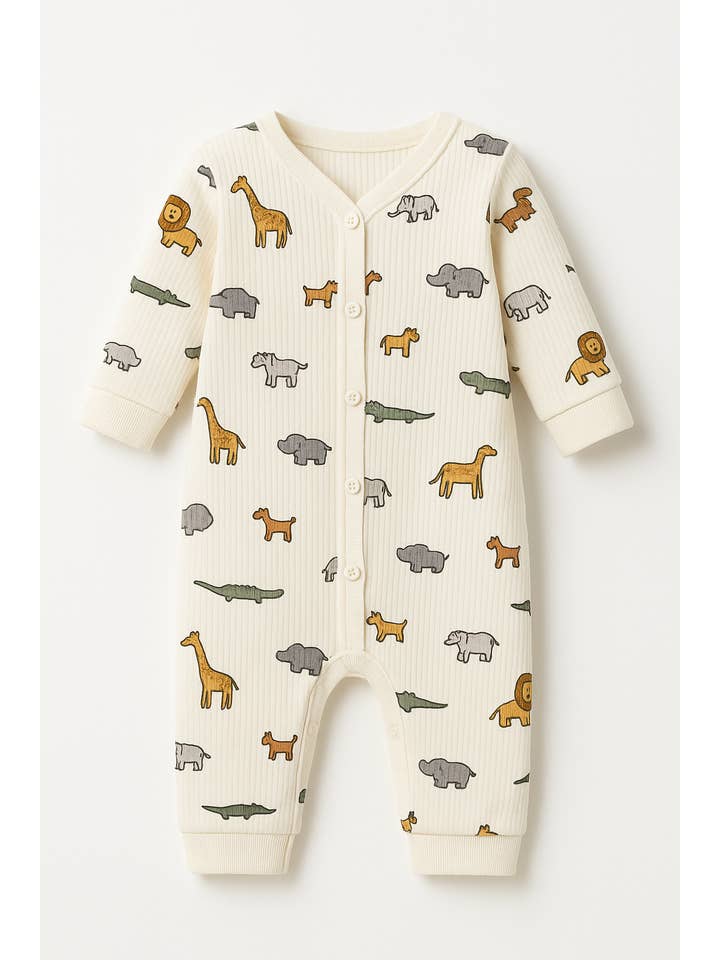 Himmelberg Baby - Wholesale Jumpsuit - Baby - Bestseller Safari Pattern Baby Onesie Unisex Organic Cotton3