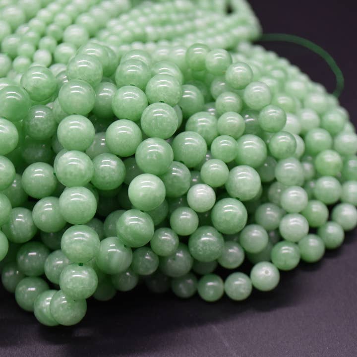 Contas Redondas de Angelite Verde Escuro Natural de Grau A com 14" de Comprimento por atacado de Oriental Direct Craft Supplies