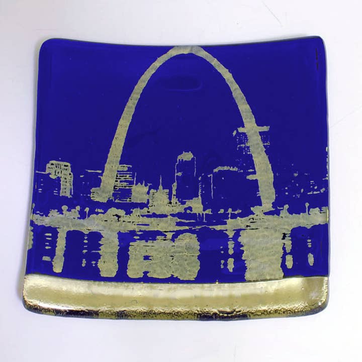 St. Louis Arch Fused Glass 4.5" Catch-all Dish for wholesale by Kiku Handmade | Contemporary Fused Glass Home Goods