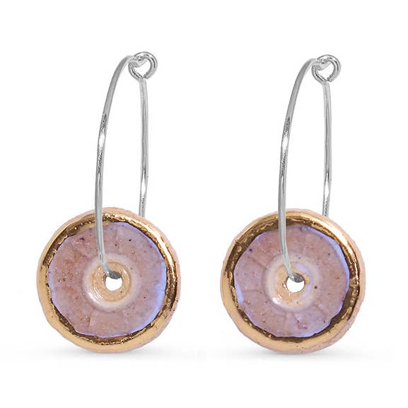 Pendientes de aro de plata de ley rosa pálido para venta al por mayor de Habulous