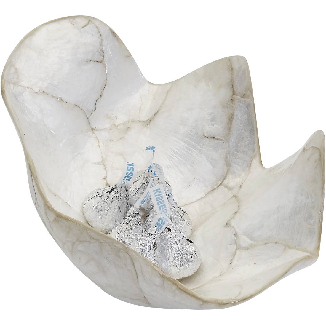 HS Seashells - Wholesale Decorative Plate/Dish/Bowl - Clam Shaped Ivory Capiz Bowl 8.1x5.5x3"2