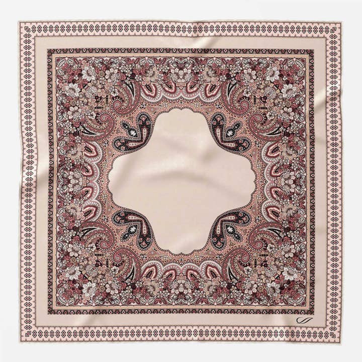 Marcello - Zijden Halsdoek - Beige en Roze voor wholesale door Elizabetta Made in Italy USA