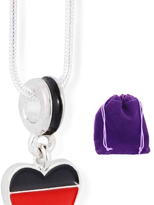 German Necklace | German Flag on Heart Charm Snake Chain Necklace for wholesale by Dave The Bunny