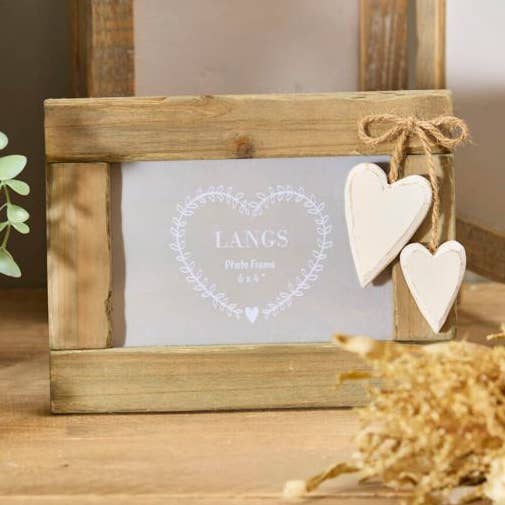Langs - Wholesale Picture frame - Photo Frame Rustic Fir Wood With Hanging Hearts0