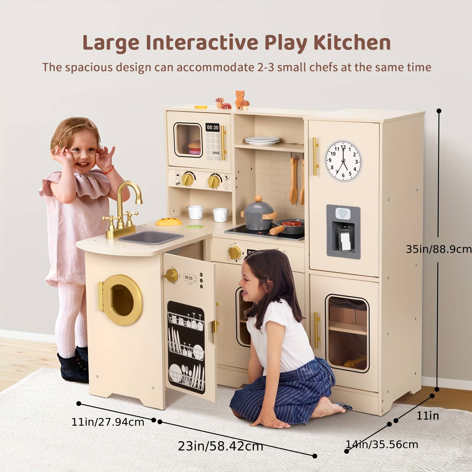 Multi Colored Wooden Play Kitchen Playset for Toddlers 3-5 for wholesale on Faire3