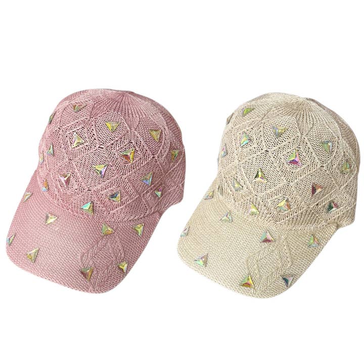 ASSORTED Bling Rhinestone Square Knit Baseball Cap SS41128-44 (12PC) for wholesale on Faire3