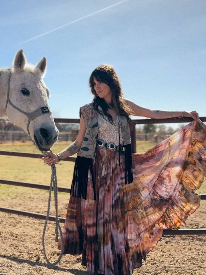 Wylder Trading Company - Wholesale Outerwear Vest - Women's - Boho Western Fringe Cowgirl Hippie Vest Leather Kantha13