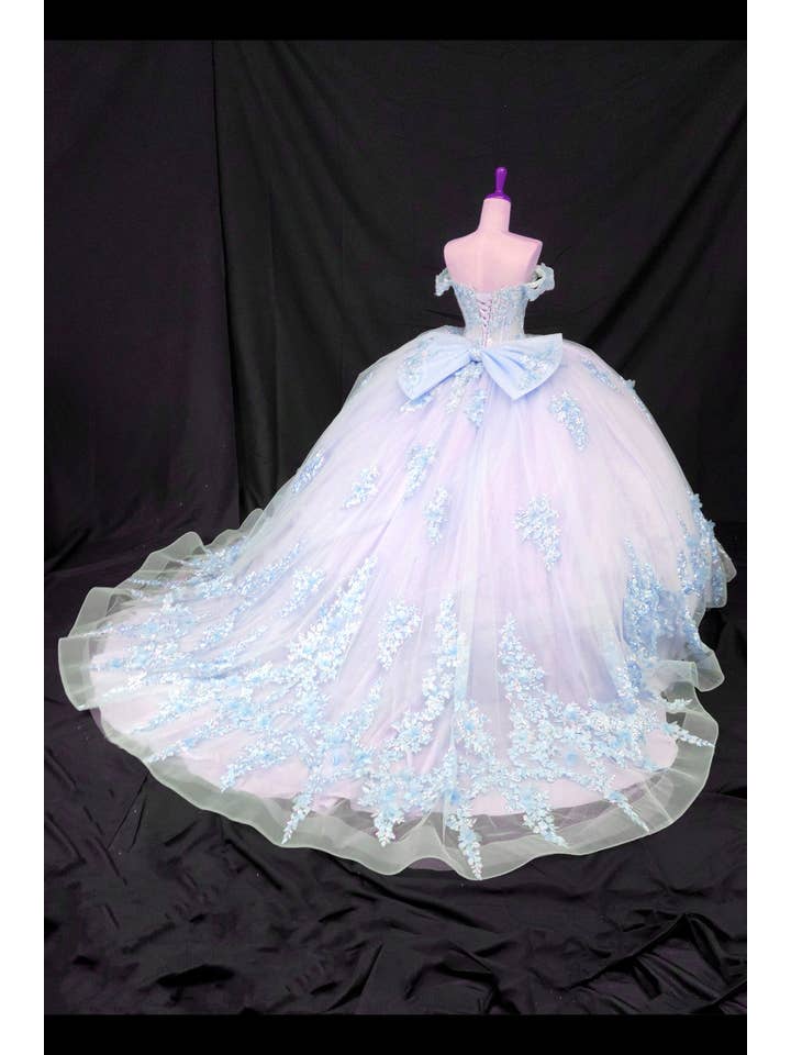 lilac blue Off the shoulder lilac/blue quinceanera dress CHF3124 for wholesale on Faire