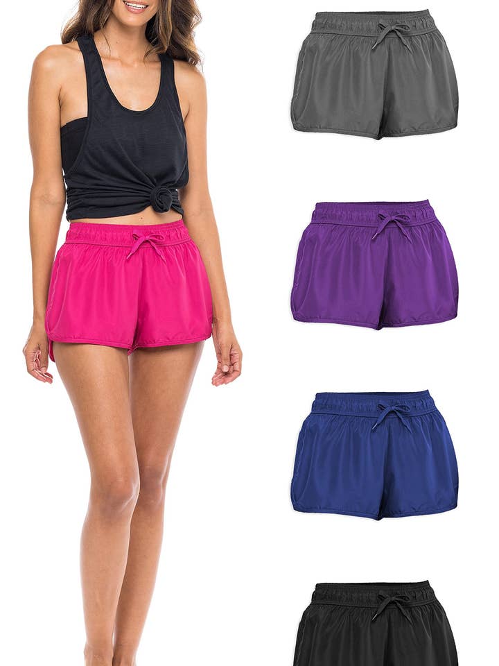 4 Pack Women's Yoga Quick-Dry Training Shorts for wholesale by I-Wear Brands
