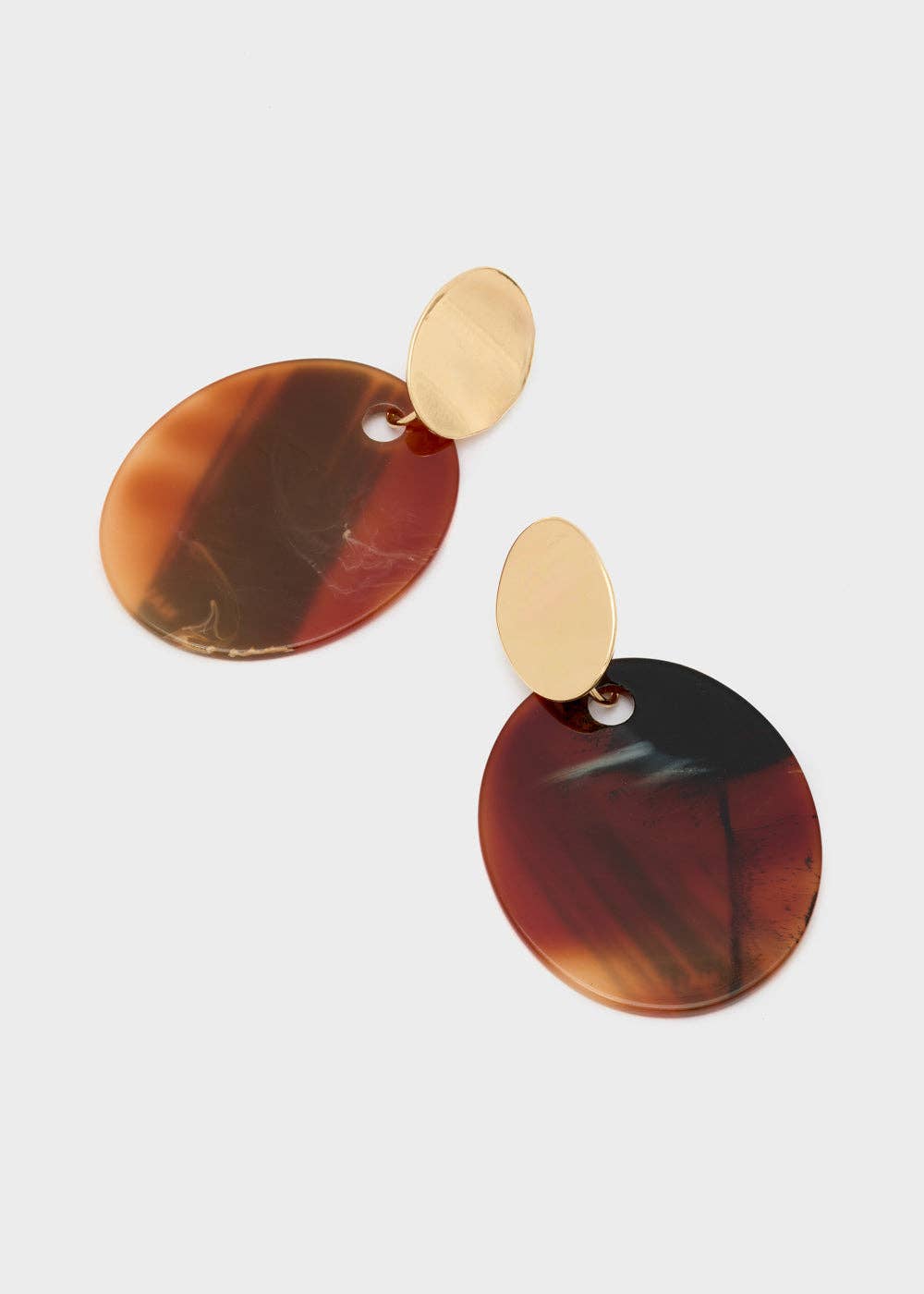 NALI' - Vente Boucles d'oreilles pendantes - BOUCLES D'OREILLES LONGUES RONDES EN RÉSINE MARRON THÉ - N642