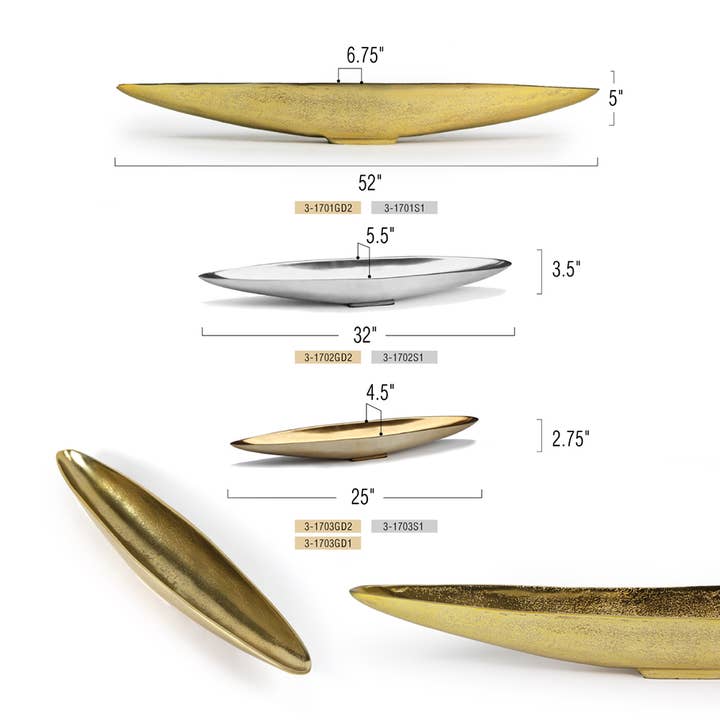 Galore Home - Wholesale Vase - 25" Long | Metal Boat Vase