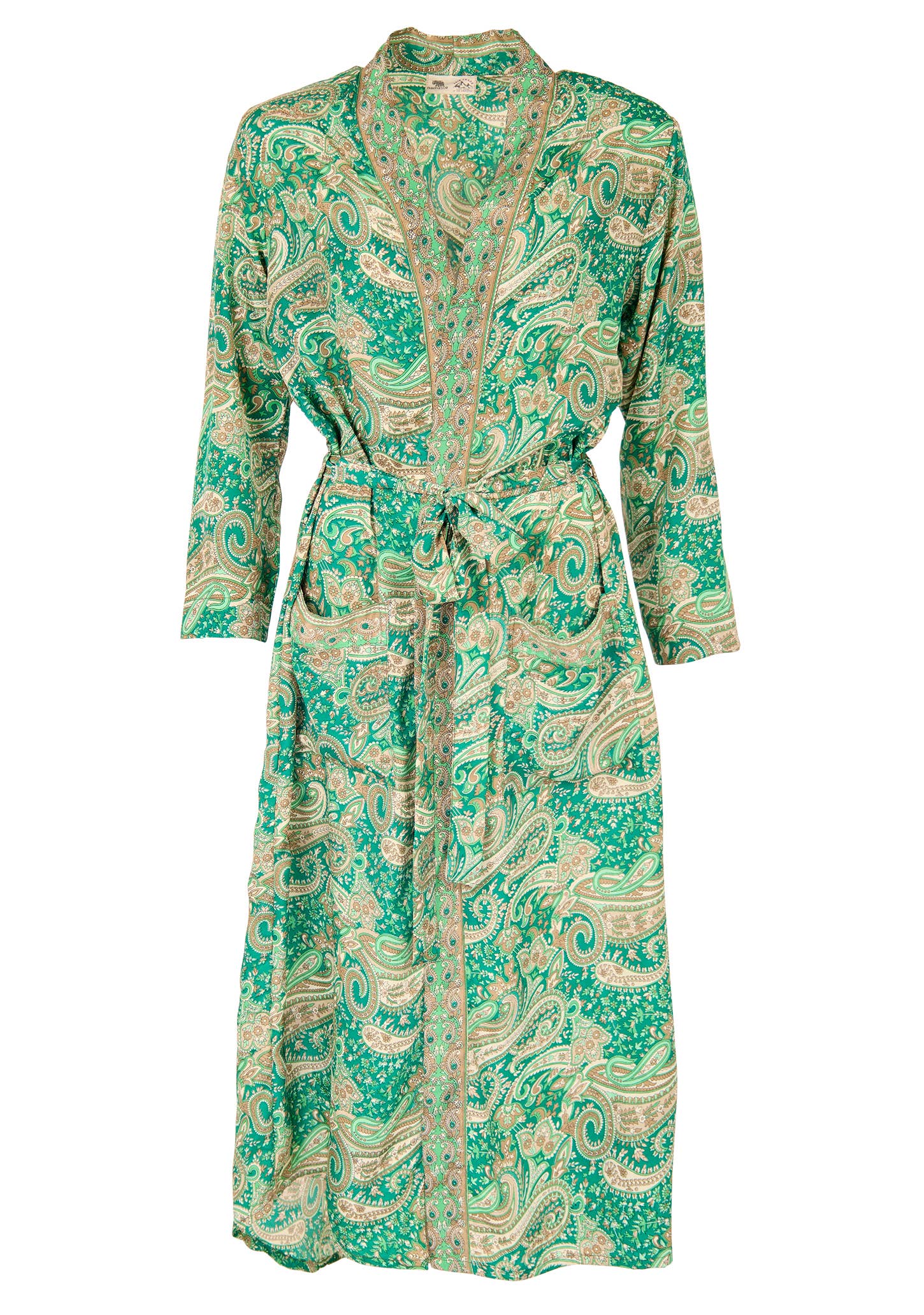Namaste – Robe - Mulher por atacado – Kimono Verde Floral com Estampa Paisley3