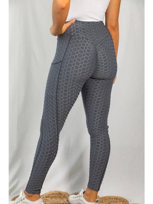 White Birch - Wholesale Sport-/loungelegging - Dames - P40138 Effen gebreide legging met hoge taille en contouren