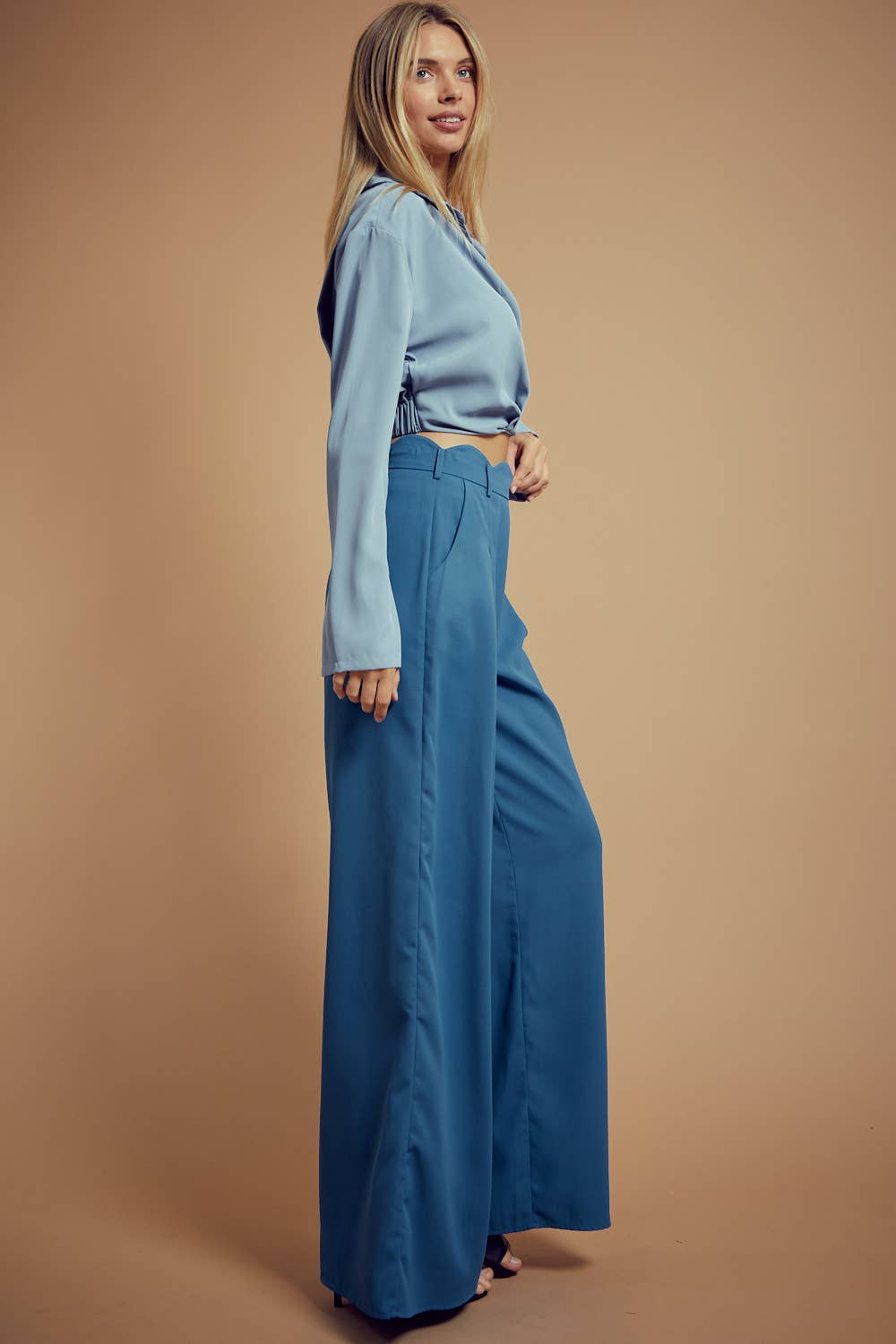 BNS - Vente Pantalon – femme - Pantalon long uni à jambes larges avec poches9