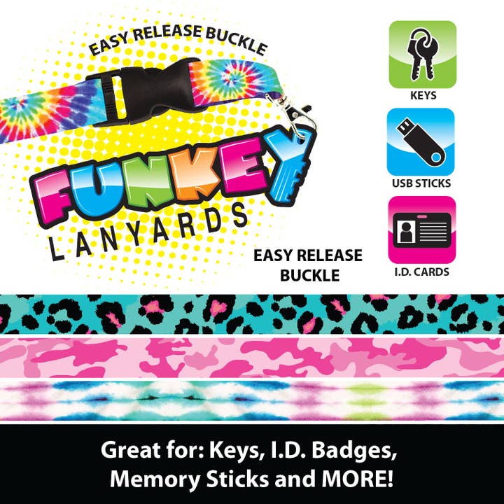 Novelty Brands - Wholesale Retailer Display - Accessories - Keychain Lanyard with Detachable Clip- 12 Piece Display