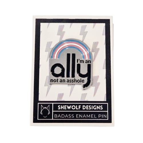 SHEWOLF Designs - Vente Épinglettes/boutons - Pin : Je suis un allié LGBTQ+ Support Accessoires pour les droits des homosexuels2