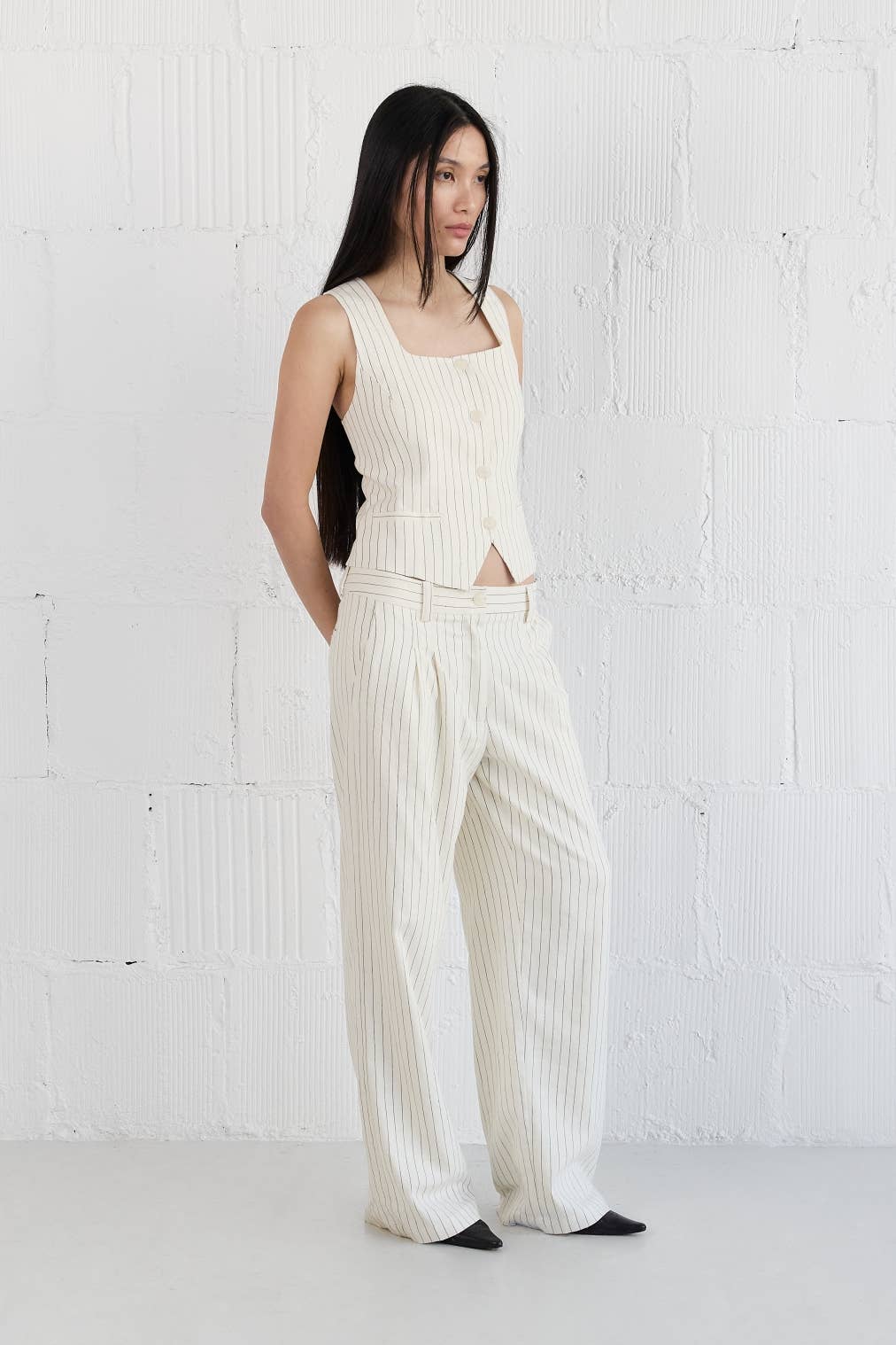 All Row - Wholesale Pants - Women's - The Frances Pants | Striped Straight Leg Linen Trousers19