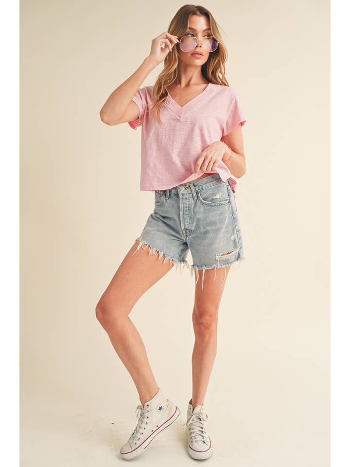 AEMI + CO - Wholesale T-Shirt - Women's - 8281DK Til V-Neck Baby Top21