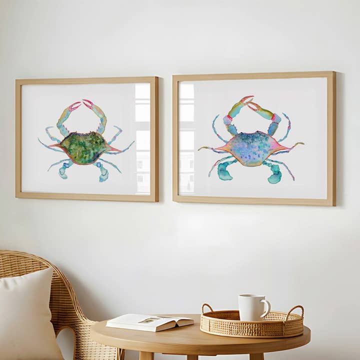 Crabes Bleus - Ensemble d'Impressions Artistiques de 2 pour la vente par Snoogs & Wilde Art