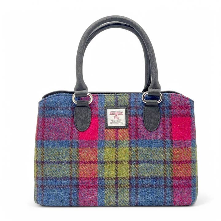 maccessori - Wholesale Top Handle Bag - Women's - Harris Tweed Top Handle Bag Blue Pink Check