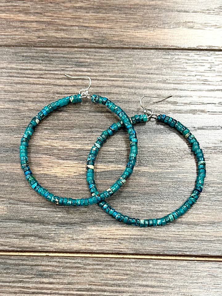 725951, Handmade 4mm Rondelle Gemstone Hoop Earrings for wholesale by ISAC Trading Inc