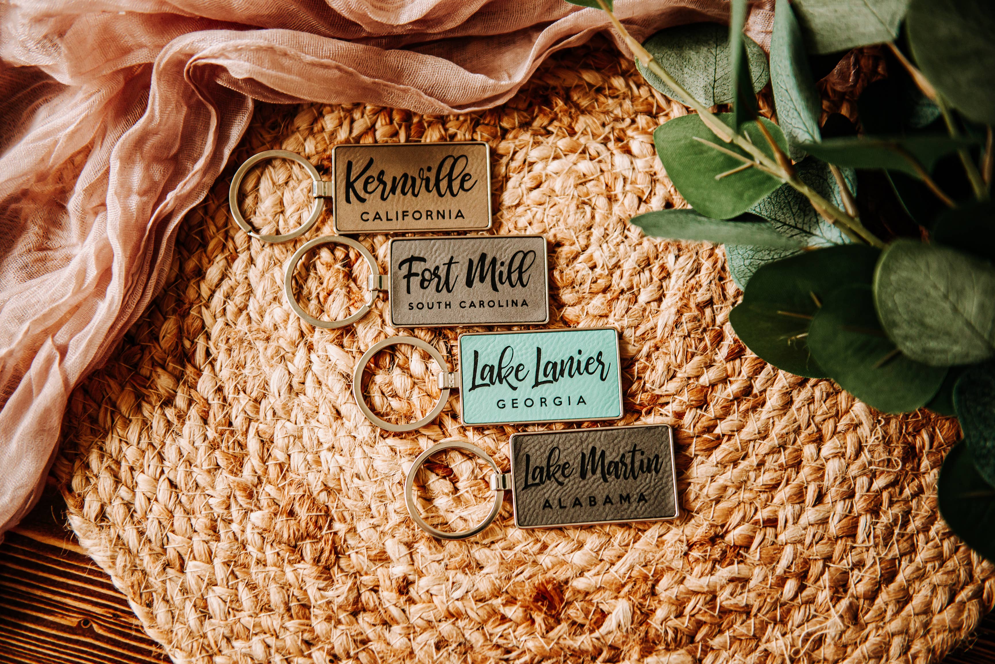 The Lillie Pad - Wholesale Keychain - Unisex - Custom Hometown City & State Leatherette + Metal Keychain10