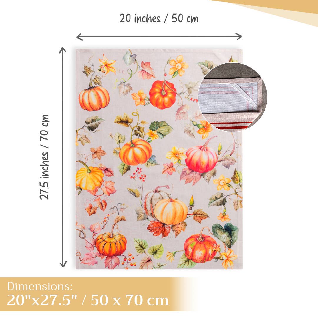 Maison d'Hermine - Design in Every Thread - Wholesale Tea Towel - Kitchen Towels 100% Cotton - Fall - Set of 3 - Potiron3