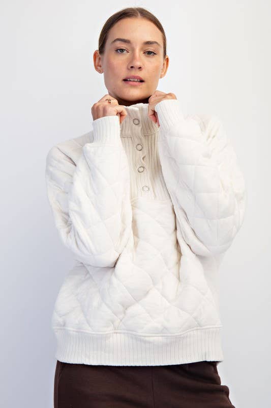 Sunday Morning - Venta al por mayor Sudadera - Mujer - T350037-Pulóver Acolchado de Manga Larga con Broches11