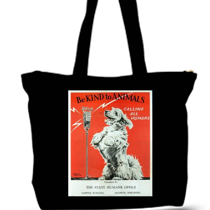 BMS BIZ - Wholesale Tote Bag - Unisex - Be Kind To Animals - Vintage Poster Large Tote Grocery